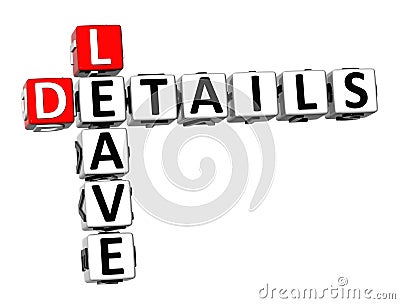 3D Crossword Leave Details on white background Stock Photo