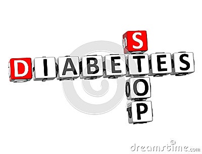 3D Crossword Stop Diabetes on white background Stock Photo