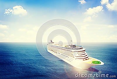 3d Cruise Ship Vacation Holiday Summer Illustration Concept Stock Photo