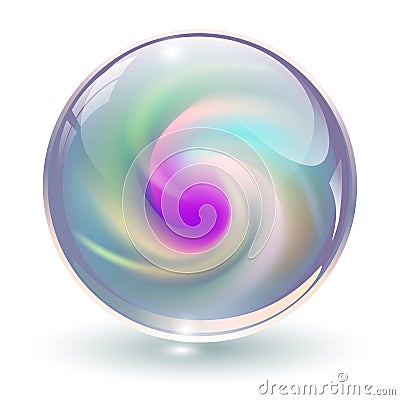 3D crystal, glass sphere Vector Illustration