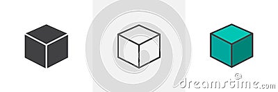 3D Cube different style icon Vector Illustration