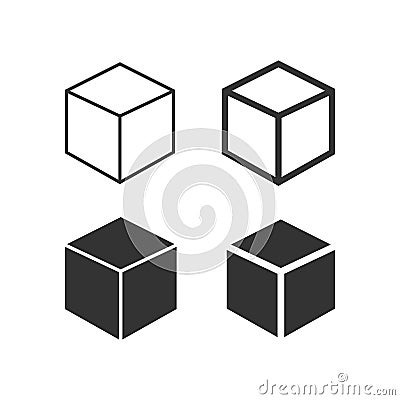 3d cube icons set. Cube or square symbol. Geometric figure sign vector Vector Illustration
