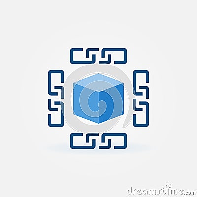3D cube inside chain vector icon. Blockchain sign Vector Illustration