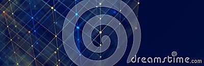 3D cube structure with connected dots and lines. Wireframe construct. Technological concept of background. 3d Stock Photo