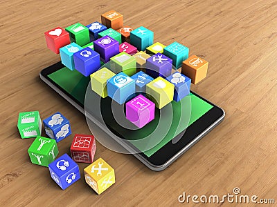 3d cubes Cartoon Illustration