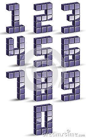3d cubes numbers set. Vector Illustration