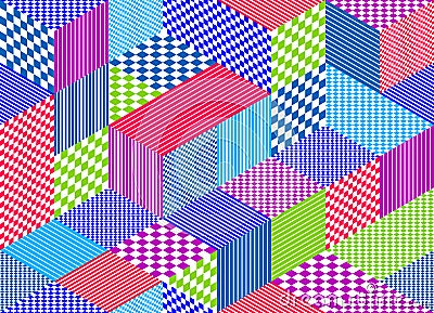 3D cubes seamless pattern vector background, rhombus and lines dimensional blocks, architecture and construction. Vector Illustration