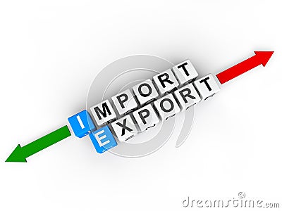 3d cubes with word import export Stock Photo
