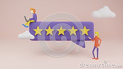 3D Customer Review Recommendation Star Stock Photo