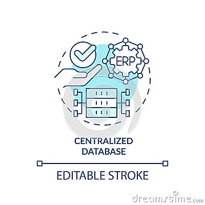 2D customizable centralized database blue icon concept Vector Illustration