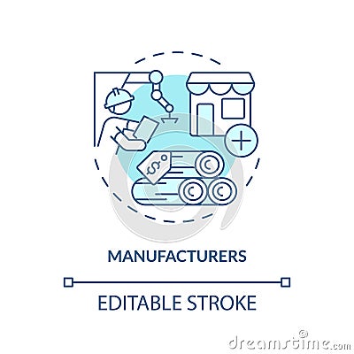 2D customizable manufacturers blue icon concept Vector Illustration