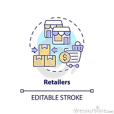 2D customizable retailers thin linear icon concept Vector Illustration