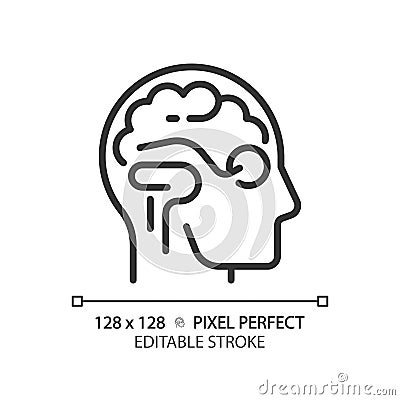 2D customizable simple thin linear black brain and eye icon Vector Illustration