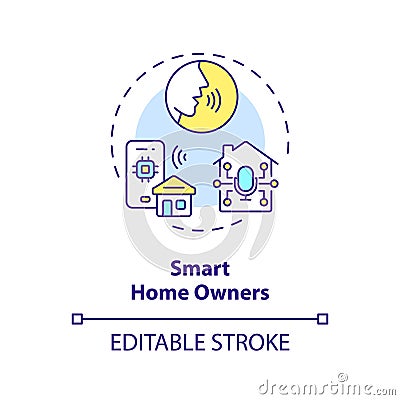 2D customizable smart home owners line icon concept Vector Illustration