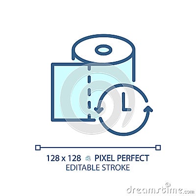 2D customizable thin line blue toilet paper with clock icon Vector Illustration