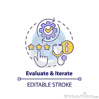 2D customizable thin line icon evaluate and iterate concept Cartoon Illustration