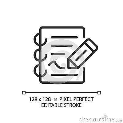 2D customizable thin linear black report icon Vector Illustration