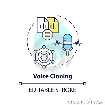 2D customizable voice cloning line icon concept Vector Illustration