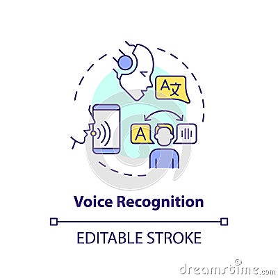 2D customizable voice recognition line icon concept Vector Illustration