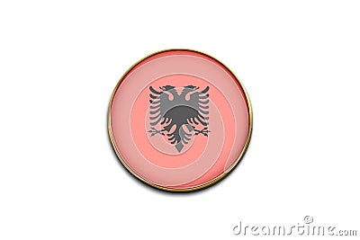 3D cute flag sticker of Albania on white background. Stock Photo