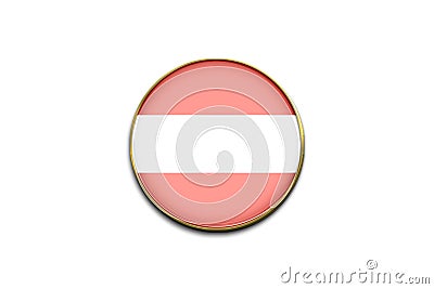 3D cute flag sticker of Austria on white background. Stock Photo