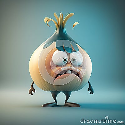 3D cute onion cartoon character Cartoon Illustration