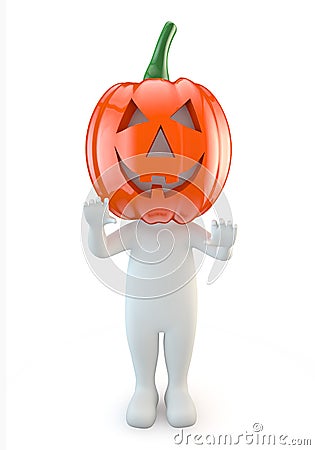3d cute people - halloween pumpkin Stock Photo