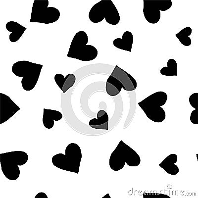 Seamless black hearts on white background pattern vector illustration design. Vector Illustration