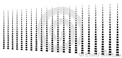 3d dashed lines geometric pattern. Irregular stripes in perspective. Segmented streaks. Straight parallel strips design. Abstract Vector Illustration