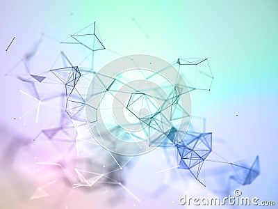 3D data network communications background with low poly plexus design Stock Photo