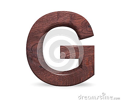 3D decorative Brown polished wooden Alphabet, capital letter G. Stock Photo