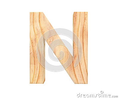 3D decorative wood Alphabet, capital letter N. Stock Photo