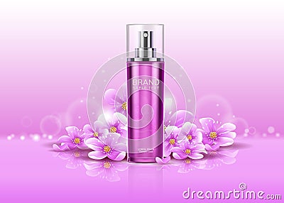 3d deodorant with flowers or realistic spray Vector Illustration