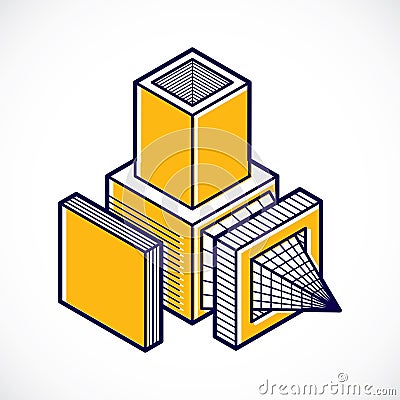 3D design, abstract vector dimensional cube shape. Vector Illustration