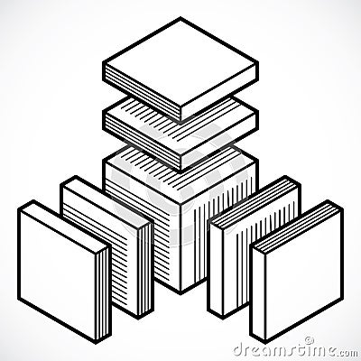 3D design, abstract vector dimensional cube shape. Vector Illustration