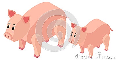 3D design for farm pigs Vector Illustration