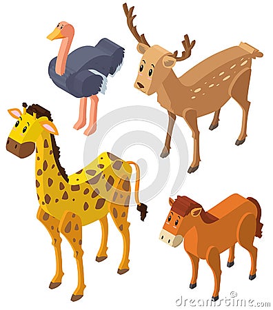 3D design for wild animals Vector Illustration