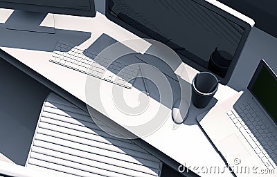 3D Desktop Workstation Stock Photo