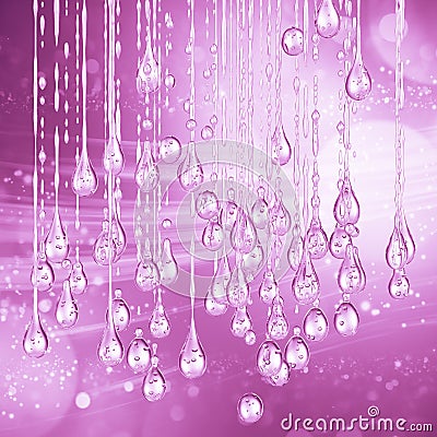 3D detailed illustration of a drop of water pink color. Cartoon Illustration