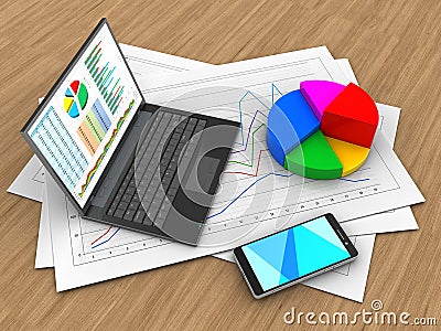 3d diagram papers Cartoon Illustration