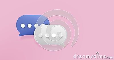 3D dialog speech bubble icons on pink background. Speech, chat conversation icon. Vector illustration Vector Illustration