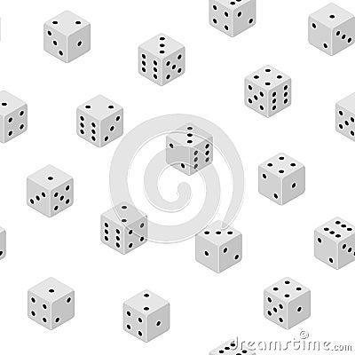 3d Dice Combinations Seamless Pattern Background Isometric View. Vector Vector Illustration
