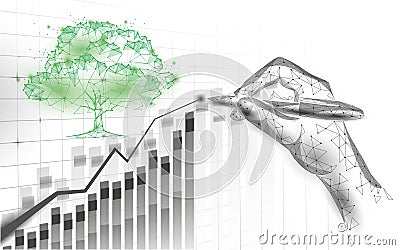 3D digital ecology positive trend concept. Nature save planet business idea increase profits marketing. Investment Vector Illustration