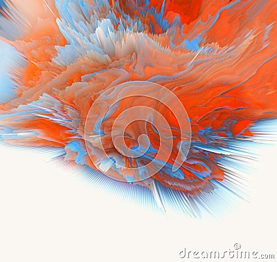 3D digital Illustration. Blue amd red Color blot splash. Abstract background Stock Photo