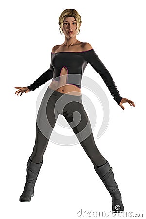 Woman with Arms Outstretched Isolated Cartoon Illustration