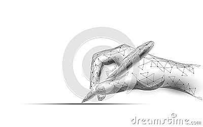 3D digital signature writing concept. Businessman whine a sign on tablet touch screen terminal. Digital pen online Vector Illustration