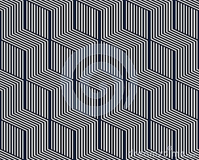 3D dimensional lined cubes seamless pattern, geometric endless texture with lines and boxes, architecture theme, graphic design Vector Illustration
