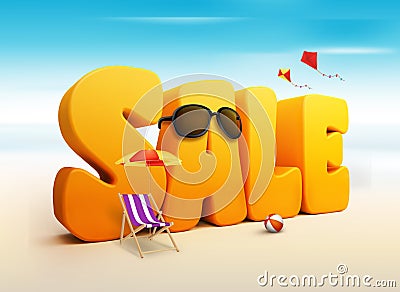 3D Dimensional Sale Title Words for Summer Stock Photo
