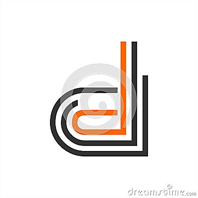 D, djd, dj initials line art geometric company logo Vector Illustration
