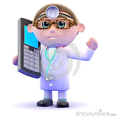 3d Doctor chats on a mobile phone Stock Photo